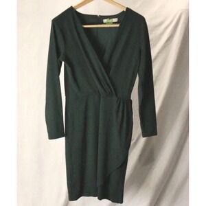 Loft deep green knit wrap style dress women's‎ size 4 V-neck